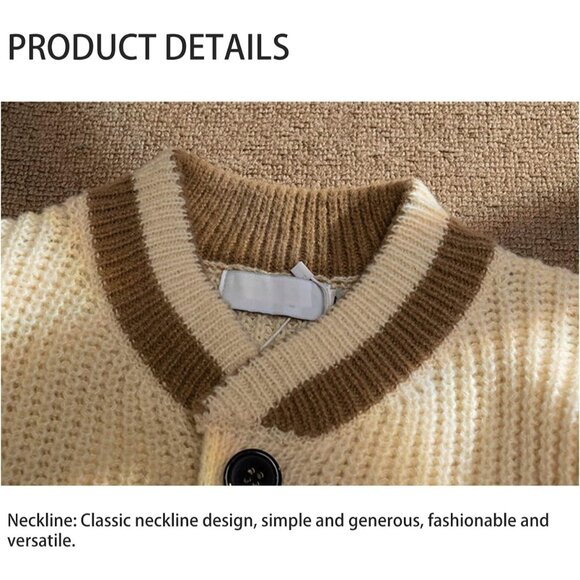 Women Varsity  Button Up Knitted Cardigan Cute Bear Graphic Embroidery Jacket - Picture 6 of 9